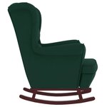 vidaXL Fauteuil à bascule à oreilles en velours vert foncé bois massif