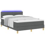 vidaXL Lit à ressort LED avec matelas Gris foncé 140 x 200 cm tissu