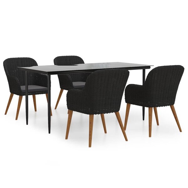 vidaXL Ensemble à manger de jardin avec coussins 5 Pièces Noir