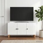vidaXL Meuble TV Blanc brillant 99 x 34 5 x 50 cm Bois d'ingénierie