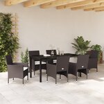 vidaXL Set de jardin 7 pièces Marron Rotin poly