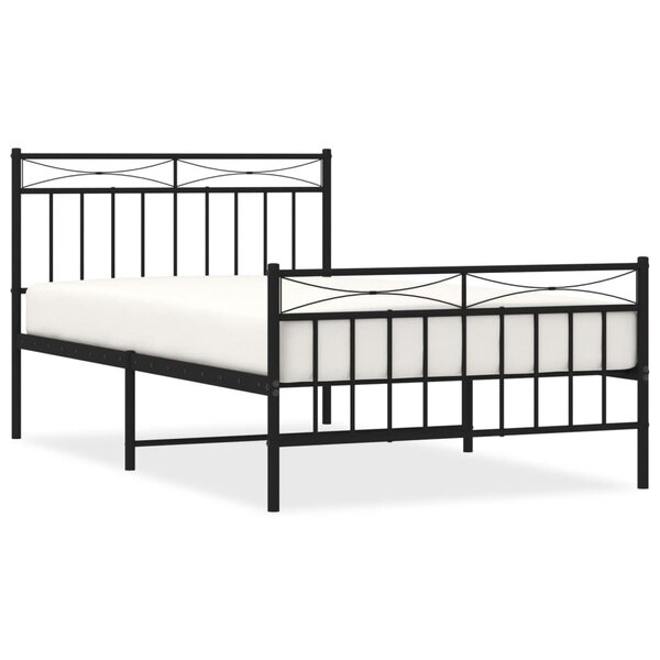 vidaXL Cadre de lit métal sans matelas avec pied de lit noir 107x203cm