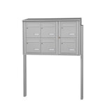 Bloc collectif Leabox  3x2  grade 3  simple face  extérieur  fixation sur pieds à sceller  gris clair ral 7035 finition brillante