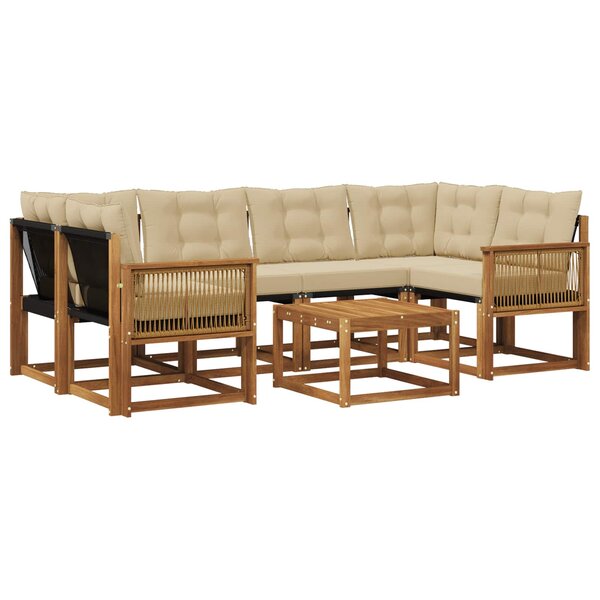 vidaXL Ensemble de canapés d'extérieur 7 Pièces Naturel et Beige