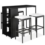 vidaXL Ensemble de bar de jardin 5 Pièces et coussins Résine tressée Noir