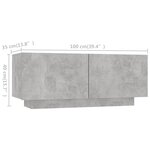 Vidaxl meuble tv avec lumières led gris béton 260x35x40 cm