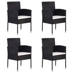 vidaXL Chaises de jardin coussins blanc crème 4Pièces noir résine tressée