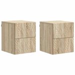 vidaXL Cabinet de chevet mural 2 Pièces Chêne Sonoma 34 5 x 33 x 40 cm