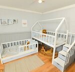 Lit cabane mi-haut pin blanc