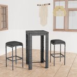 vidaXL Ensemble de bar de jardin 3 Pièces et coussins Résine tressée Gris