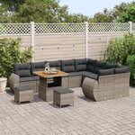 vidaXL Ensemble de canapé de jardin 12 Pièces Gris polyrotin