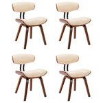 vidaXL Chaises à manger lot de 4 crème bois courbé et similicuir