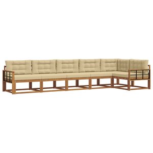 vidaXL Ensemble de canapés d'extérieur 6 Pièces Naturel et Beige