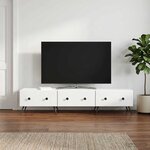 vidaXL Meuble TV Blanc 147 x 34 5 x 30 cm Bois d'ingénierie