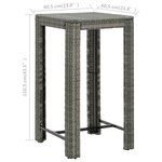 vidaXL Table de bar de jardin Gris 60 5x60 5x110 5 cm Résine tressée