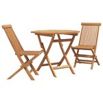 vidaXL Ensemble bistro pliant 3 pièces en bois de teck massif