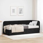 vidaXL Cadre de lit d'angle avec matelas Noir 80 x 200 cm Velours