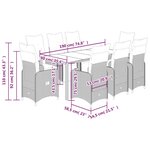 vidaXL Ensemble de bistro de jardin 9 Pièces coussins marron poly rotin