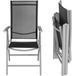 Tectake lot de 6 chaises de jardin pliantes en aluminium - noir/gris
