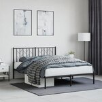 vidaXL Cadre de lit métal sans matelas avec tête de lit noir 135x190cm