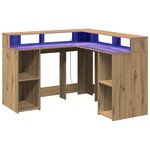 vidaXL Bureau avec lumières LED chêne artisanal bois d'ingénierie