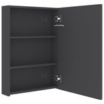 vidaXL Armoire de salle de bain à miroir LED gris brillant 50x13x70 cm