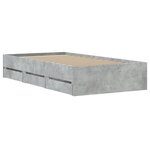 vidaXL Cadre de lit et tiroirs gris béton 90x190 cm bois d'ingénierie