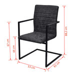 vidaXL Chaises à manger cantilever lot de 4 noir similicuir