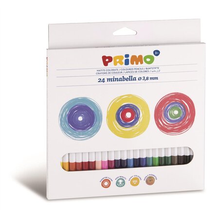 Crayons de couleur hexagonaux minabella  en boîte en carton  24 couleurs. Ø 3 8 mm primo