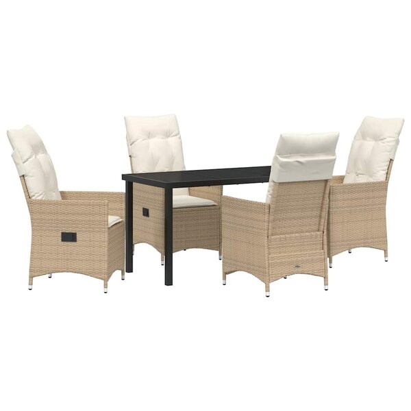 vidaXL Ensemble de salle à manger pour jardin 5 Pièces Beige Poly rotin