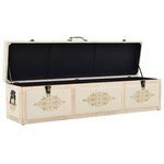 vidaXL Banc de rangement 110 cm Crème Bois de sapin massif et tissu
