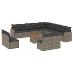vidaXL Salon de jardin avec coussins 14 Pièces gris résine tressée