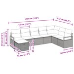 vidaXL Ensemble de canapé de jardin en 8 pièces avec coussins gris clair en poly rattan