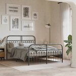 vidaXL Cadre de lit métal sans matelas avec pied de lit noir 140x190cm