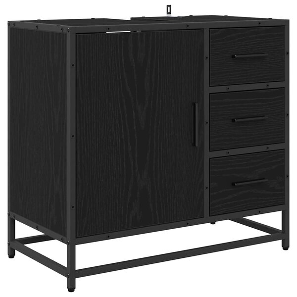 vidaXL Meuble de Lavabo de Salle de Bain Chêne noir 65 x 33 x 60 cm