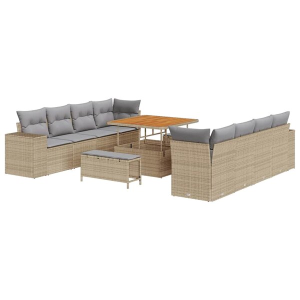 vidaXL Ensemble de canapé de jardin 11 Pièces Beige et Gris clair