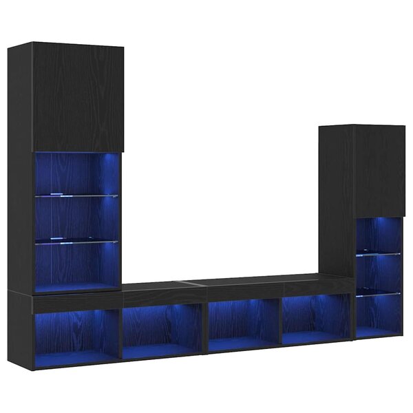 vidaXL Meuble TV 4 Pièces Chêne noir 40.5 x 30 x 102 cm Bois d'ingénierie