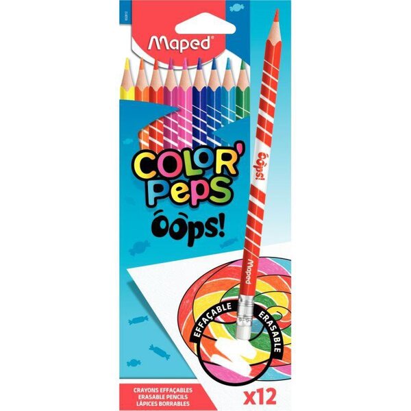 Pochette de 12 crayons de couleur effaçables MAPED Oops