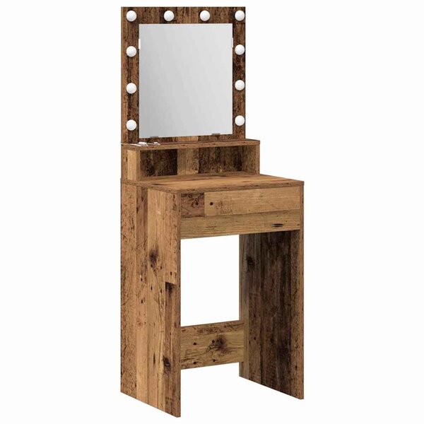 vidaXL Table de Toilette avec étagère Bois ancien 50 x 41 x 135 cm
