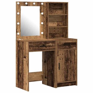 vidaXL Ensemble de table de maquillage avec LED 2 Pièces Bois ancien