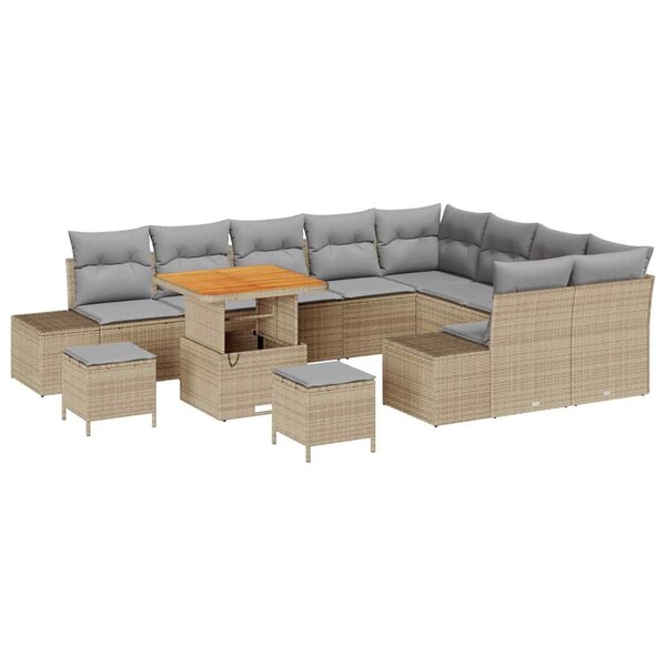 vidaXL Ensemble de canapé de jardin 12 Pièces Beige  Gris clair