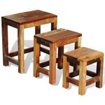 vidaXL Table gigogne 3 Pièces vintage Bois de récupération