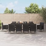 vidaXL Ensemble à manger de jardin 11 Pièces coussins noir résine tressée