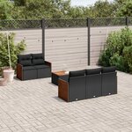 vidaXL Salon de jardin 6 Pièces avec coussins noir résine tressée