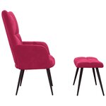 vidaXL Chaise de relaxation avec tabouret Rouge bordeaux Velours