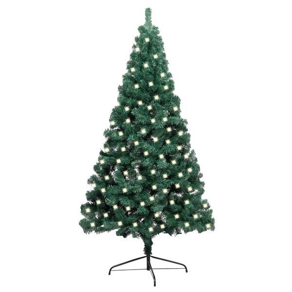 vidaXL Sapin de Noël artificiel pré-éclairé moitié/support vert 120 cm