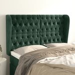 vidaXL Tête de lit avec oreilles Vert foncé 163x23x118/128 cm Velours