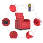 vidaXL Fauteuil inclinable de massage électrique rouge similicuir