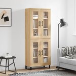 vidaXL Buffet haut Chêne sonoma 69 5x34x180 cm Bois d'ingénierie