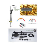 Colonne de douche - Mitigeur thermostatique - Pomme haute ronde diametre 20 cm - OCEANIC - Noir mat